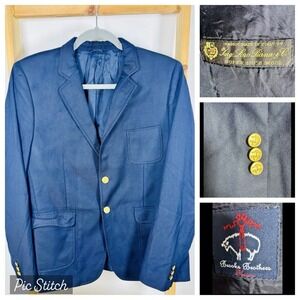 Brooks Brothers Boy's Red Fleece Navy Loro Piana Super 120's Wool Blazer Size 20